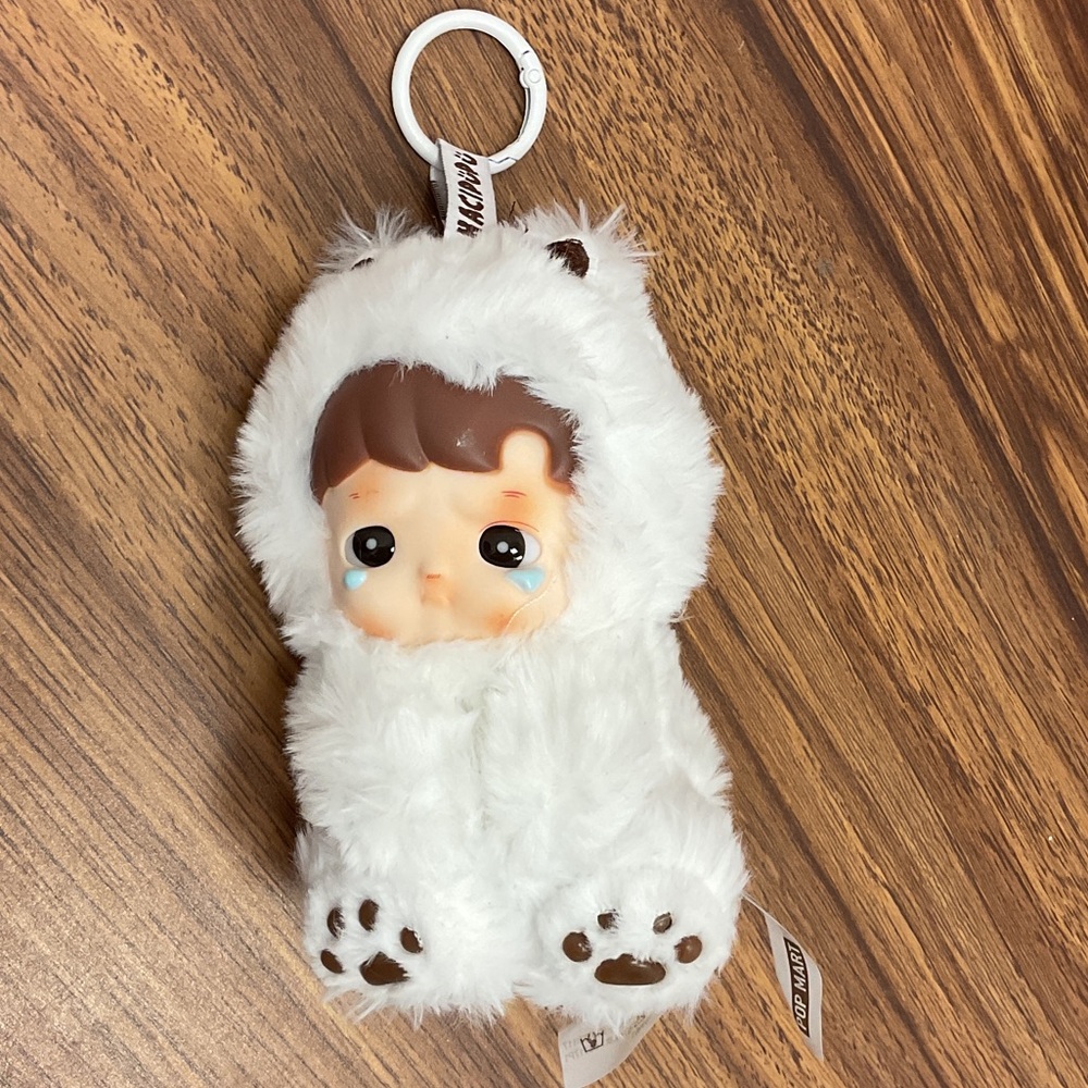 Cute White Plush Keychain